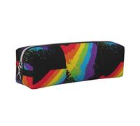 Tcoay Leather Cosmetic Pouch Bag Pencil Case Portable Cylindrical Pencil Pouch with Zipper,Rainbow Splat LGBT Pride