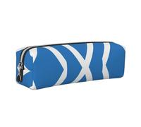 Tcoay Leather Cosmetic Pouch Bag Pencil Case Portable Cylindrical Pencil Pouch with Zipper,Scotland Flag