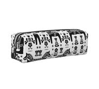Tcoay Leather Cosmetic Pouch Bag Pencil Case Portable Cylindrical Pencil Pouch with Zipper,Swedish Folk Art Dala Daleclarian Horse