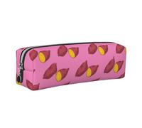 Tcoay Leather Cosmetic Pouch Bag Pencil Case Portable Cylindrical Pencil Pouch with Zipper,Sweet Potato Pattern