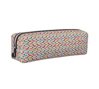 Tcoay Leather Cosmetic Pouch Bag Pencil Case Portable Cylindrical Pencil Pouch with Zipper,Vintage Doxie Sausage Dogs Dachshund Pattern Girls