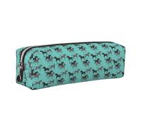 Tcoay Leather Cosmetic Pouch Bag Pencil Case Portable Cylindrical Pencil Pouch with Zipper,Wild Horses