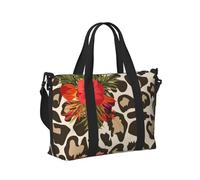 Tcoay Leopard Hibiscus Flower, Beach Bag For Women - Reusable Hand Travel Shoulder Bags