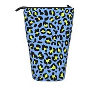 Tcoay Leopard Print Pattern Blue,Standing Pencil Holder Stationery Bag Pencil Pouch Organizer Telescopic Pencil Case