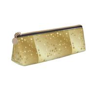 Tcoay Lots of Stars Gold Seamless, Pencil Case Portable Triangle Pencil Pouch with Zipper PVC Leather Cosmetic Bag for Teens Adults