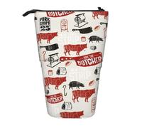 Tcoay Meat Butcher Pattern,Standing Pencil Holder Stationery Bag Pencil Pouch Organizer Telescopic Pencil Case