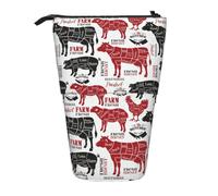 Tcoay Meat Cuts Diagrams Butcher Shop,Standing Pencil Holder Stationery Bag Pencil Pouch Organizer Telescopic Pencil Case
