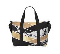 Tcoay Modern Gold Black White Glitter Marble Geometric Art, Beach Bag For Women - Reusable Hand Travel Shoulder Bags