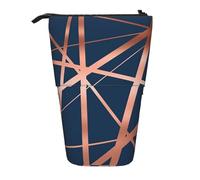 Tcoay Navy and Copper Luxe,Standing Pencil Holder Stationery Bag Pencil Pouch Organizer Telescopic Pencil Case