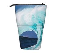 Tcoay Ocean Wave,Standing Pencil Holder Stationery Bag Pencil Pouch Organizer Telescopic Pencil Case