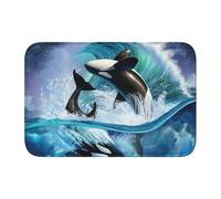 Tcoay Orca Killer Whales Wave,Doormat Carpet Mat Rug Polyester Non-Slip Floor Decor Absorbent Bathroom Pad