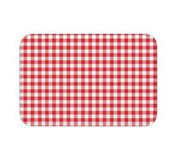Tcoay Overlock Bathroom Pad Doormat Carpet Mat Rug Non-Slip Floor Decor Absorbent,Chequered Geometric Red White Plaid Beauty