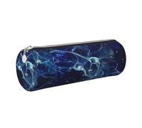 Tcoay Pencil Case Leather Cosmetic Pouch Bag Portable Pencil Pouch with Silver Zipper,3D Brain Cell Neuron Neurology