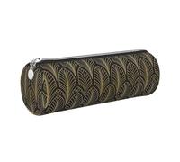 Tcoay Pencil Case Leather Cosmetic Pouch Bag Portable Pencil Pouch with Silver Zipper,Art Deco Style