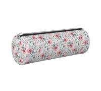 Tcoay Pencil Case Leather Cosmetic Pouch Bag Portable Pencil Pouch with Silver Zipper,Australian Flora Watercolor Eucalyptus and Blush Flowers