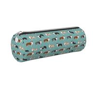 Tcoay Pencil Case Leather Cosmetic Pouch Bag Portable Pencil Pouch with Silver Zipper,Australian Shepherd Owners Dog Breed Cute Herding Dogs Aussie Dogs Animal