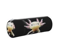 Tcoay Pencil Case Leather Cosmetic Pouch Bag Portable Pencil Pouch with Silver Zipper,Axolotl Print