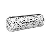 Tcoay Pencil Case Leather Cosmetic Pouch Bag Portable Pencil Pouch with Silver Zipper,Black Dalmation Dots