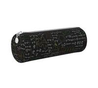 Tcoay Pencil Case Leather Cosmetic Pouch Bag Portable Pencil Pouch with Silver Zipper,Black Mathematical Symbols Mathematical Formula
