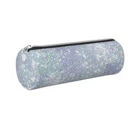 Tcoay Pencil Case Leather Cosmetic Pouch Bag Portable Pencil Pouch with Silver Zipper,Bling Silver Printed Glitter