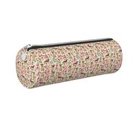 Tcoay Pencil Case Leather Cosmetic Pouch Bag Portable Pencil Pouch with Silver Zipper,Border Terrier Dog Vintage Florals