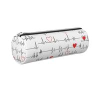 Tcoay Pencil Case Leather Cosmetic Pouch Bag Portable Pencil Pouch with Silver Zipper,Calling Nurses White Heart Beat