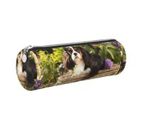 Tcoay Pencil Case Leather Cosmetic Pouch Bag Portable Pencil Pouch with Silver Zipper,Cavalier King Charles Spaniel