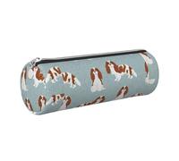 Tcoay Pencil Case Leather Cosmetic Pouch Bag Portable Pencil Pouch with Silver Zipper,Cavalier King Charles Spaniel Blenheim Pet