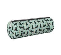 Tcoay Pencil Case Leather Cosmetic Pouch Bag Portable Pencil Pouch with Silver Zipper,Cocker Spaniel with Coffees Black Cocker Spaniel Dog