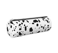 Tcoay Pencil Case Leather Cosmetic Pouch Bag Portable Pencil Pouch with Silver Zipper,Cow Skin Dalmatians Dog Spots Animal Animals Dalmatian