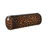 Tcoay Pencil Case Leather Cosmetic Pouch Bag Portable Pencil Pouch with Silver Zipper,Dark Leopard Print