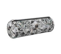 Tcoay Pencil Case Leather Cosmetic Pouch Bag Portable Pencil Pouch with Silver Zipper,Diamond Texture Style Crystal
