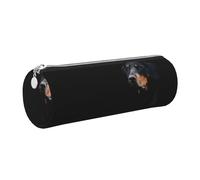 Tcoay Pencil Case Leather Cosmetic Pouch Bag Portable Pencil Pouch with Silver Zipper,Doberman Pinscher Pets Dogs Black Dogs Doberman