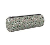 Tcoay Pencil Case Leather Cosmetic Pouch Bag Portable Pencil Pouch with Silver Zipper,English Springer Spaniel Dog Breed Florals Dog