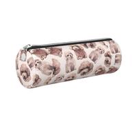 Tcoay Pencil Case Leather Cosmetic Pouch Bag Portable Pencil Pouch with Silver Zipper,Fluffy Toy Poodle