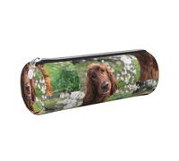 Tcoay Pencil Case Leather Cosmetic Pouch Bag Portable Pencil Pouch with Silver Zipper,Funny Irish Setter