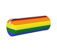 Tcoay Pencil Case Leather Cosmetic Pouch Bag Portable Pencil Pouch with Silver Zipper,Gay Pride LGBT Rainbow Flag