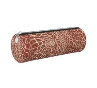 Tcoay Pencil Case Leather Cosmetic Pouch Bag Portable Pencil Pouch with Silver Zipper,Giraffe Skin Print