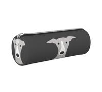 Tcoay Pencil Case Leather Cosmetic Pouch Bag Portable Pencil Pouch with Silver Zipper,Greyhound Italian Cute Whippet Dog