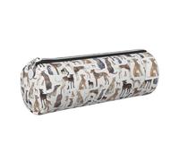 Tcoay Pencil Case Leather Cosmetic Pouch Bag Portable Pencil Pouch with Silver Zipper,Greyhound Whippet and Dog