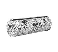 Tcoay Pencil Case Leather Cosmetic Pouch Bag Portable Pencil Pouch with Silver Zipper,Hand Draw Cow and Milk