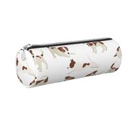 Tcoay Pencil Case Leather Cosmetic Pouch Bag Portable Pencil Pouch with Silver Zipper,Jack Russell Terrier Dog Pattern