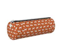 Tcoay Pencil Case Leather Cosmetic Pouch Bag Portable Pencil Pouch with Silver Zipper,Jack Russell Terriers Orange Cute Dog Jack Russells