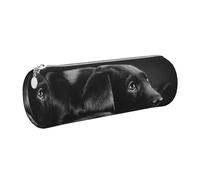 Tcoay Pencil Case Leather Cosmetic Pouch Bag Portable Pencil Pouch with Silver Zipper,Lovely Black Labrador Dog
