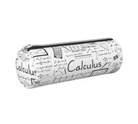 Tcoay Pencil Case Leather Cosmetic Pouch Bag Portable Pencil Pouch with Silver Zipper,Math Geometry Geek Calculus