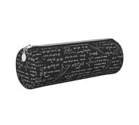 Tcoay Pencil Case Leather Cosmetic Pouch Bag Portable Pencil Pouch with Silver Zipper,Mathematical Patterns and Calculations