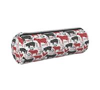 Tcoay Pencil Case Leather Cosmetic Pouch Bag Portable Pencil Pouch with Silver Zipper,Meat Cuts Diagrams Butcher Shop