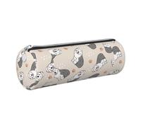 Tcoay Pencil Case Leather Cosmetic Pouch Bag Portable Pencil Pouch with Silver Zipper,Old English Sheepdog