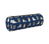 Tcoay Pencil Case Leather Cosmetic Pouch Bag Portable Pencil Pouch with Silver Zipper,Pekingese