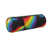 Tcoay Pencil Case Leather Cosmetic Pouch Bag Portable Pencil Pouch with Silver Zipper,Rainbow Splat LGBT Pride